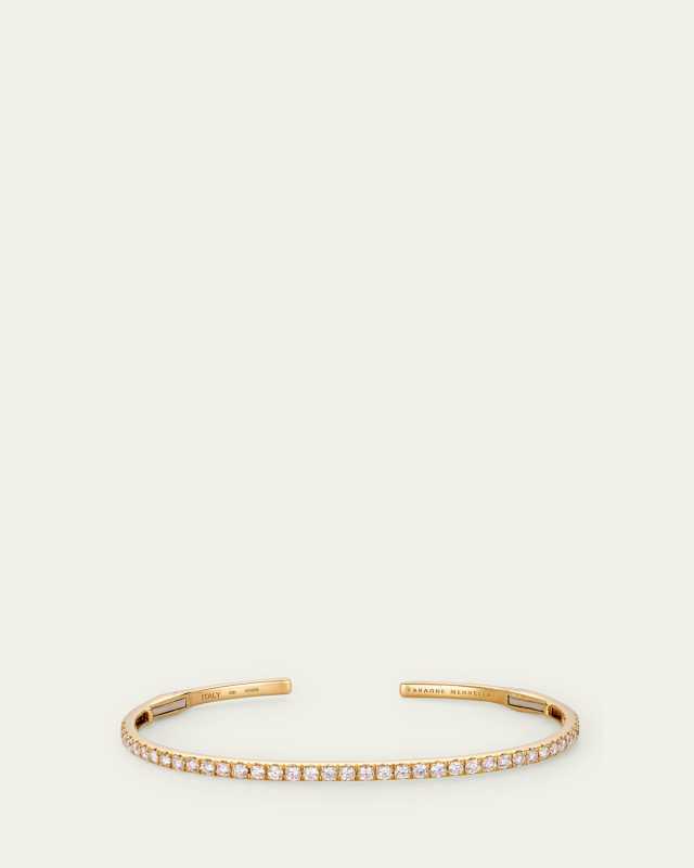18K Yellow Gold White Diamond Hinged Bangle